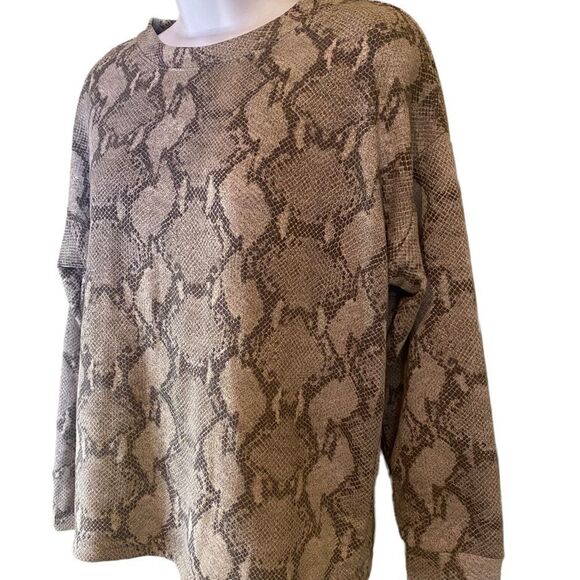 Banana Republic Gray Snake Skin Print Long Sleeve Lightweight Sweatshirt SZ XS - Picture 5 of 8